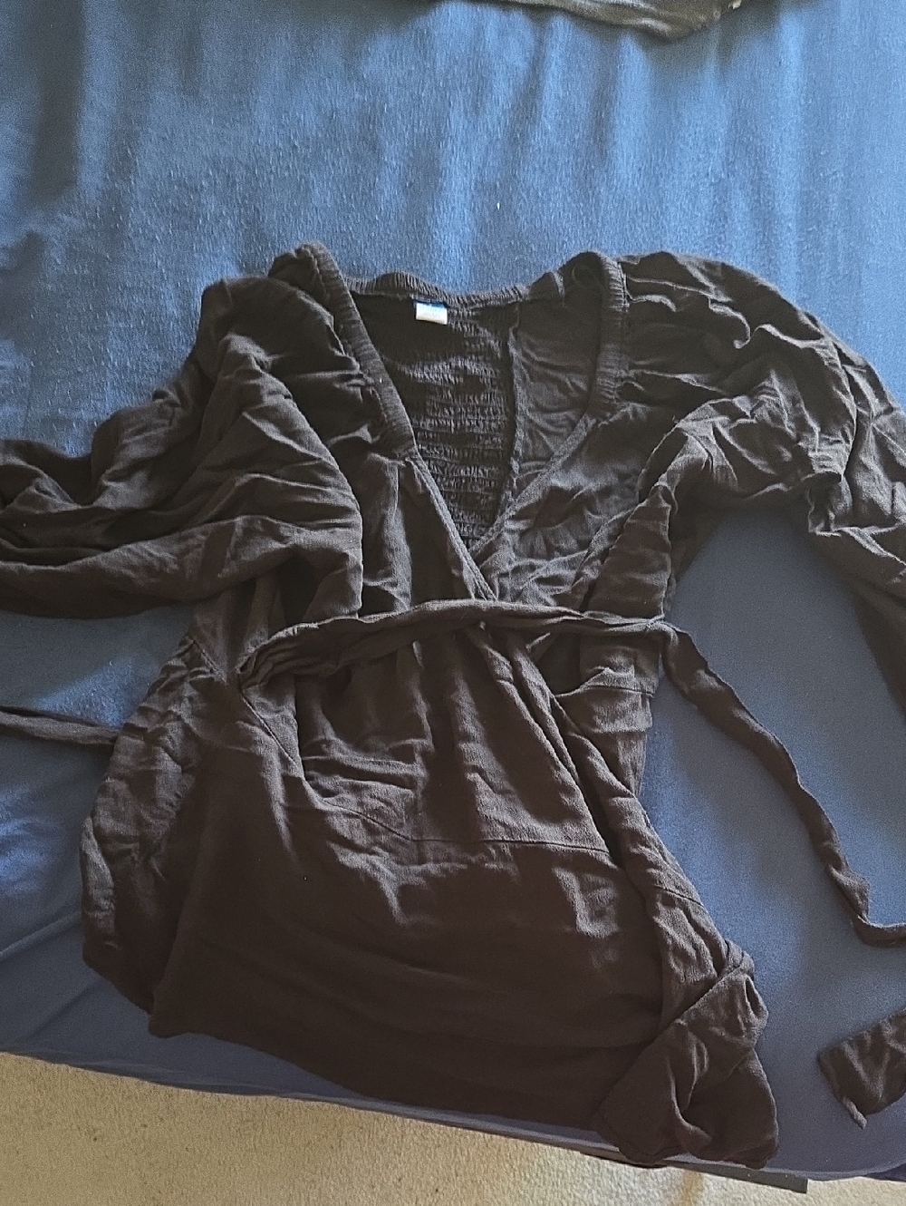 Black Wrap Top with Wraparound Tie Waist (2 For $25)